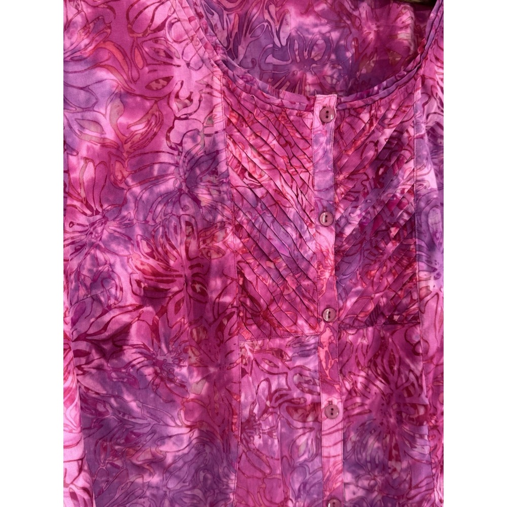 Catherines Top Purple and Pink Floral Print Stretchy Tunic Top - Picture 6 of 8
